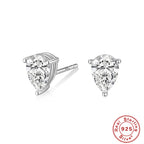 S925Sterling Silver Geometric Square Super Sparkling Diamond Stud Earrings Korean and Japanese Elegant Stud Earrings Jewelry