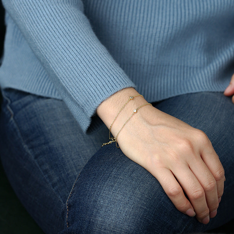 B0019 Minimalist Cool Style Zircon Bracelet Layered Basic Necklace Gold-plated Jewelry