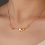 SN0052 S925Silver Smile Design Pearl Collarbone Chain Women's Fashion Pendant