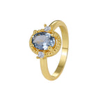 R0339 French New Style Exquisite Fashion Ring for Women, Copper Plated with Real Gold, Oval Zircon