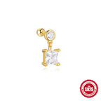 S925Sterling Silver Opal Inlaid Diamond Round Bead Threaded Piercing Ear Bone Stud Hot-Selling High-End Marquise Opal Earrings