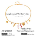 Gold-Plated Stainless Steel Necklace with Seashell Detail — jewelry detail — jewelry finish and design detail
