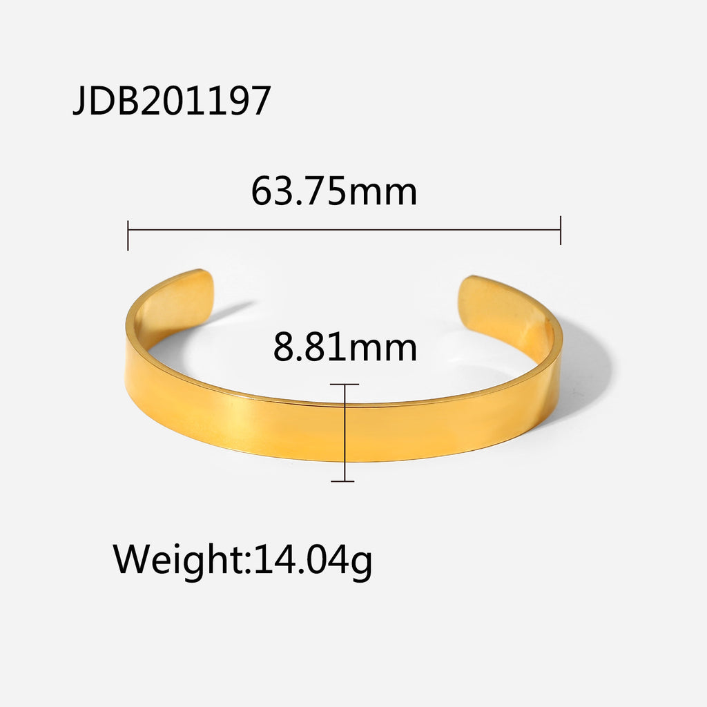 Zirconia Inlaid Open Bracelet Fashion Retro18K Gold Electroplated Stainless Steel Bracelet for Women