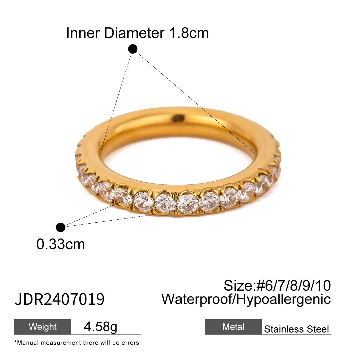 Zirconia ring does not fade rings Stainless Steel Jewelry