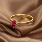 R0382 Design Ring Female Brass Gold Plated Inlaid Red Zircon Joint Ring