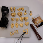 Heart-shaped Stud Earrings18K Gold Stainless Steel Necklace Accessories Women's Jewelry