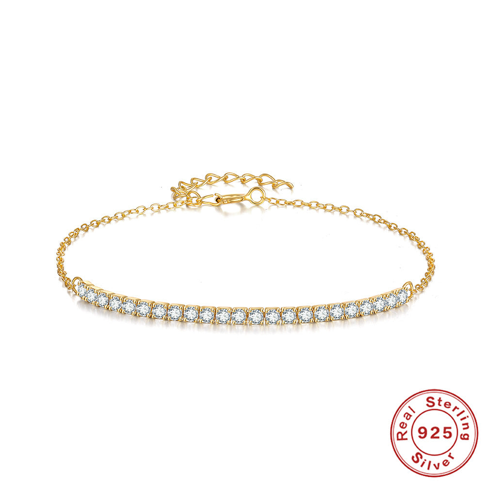 S925 Sterling Silver Five Pointed Star Diamond Circle Bracelet