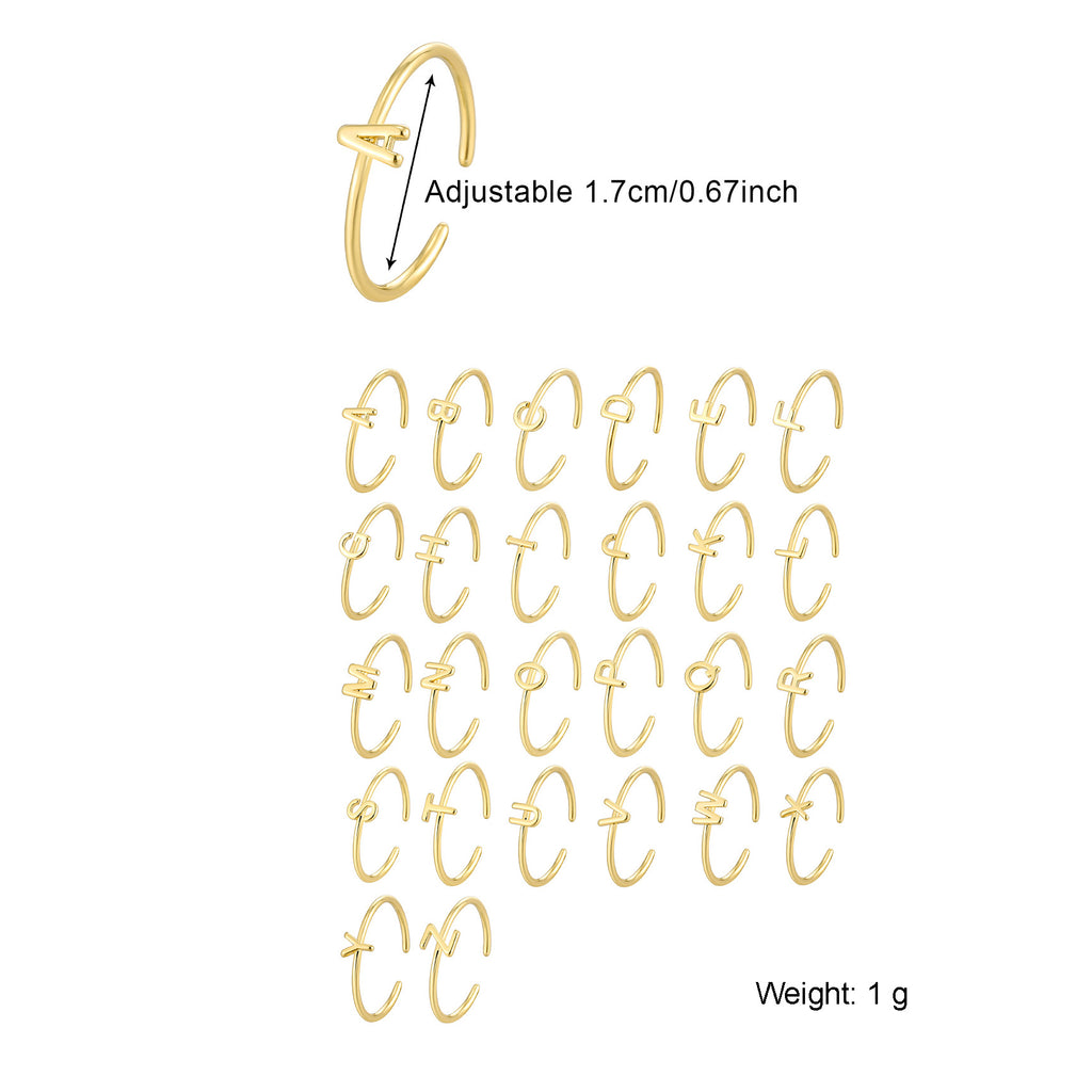 CYR0689 Letter Ring for Women Design Fashion Open Ring Tail Ring