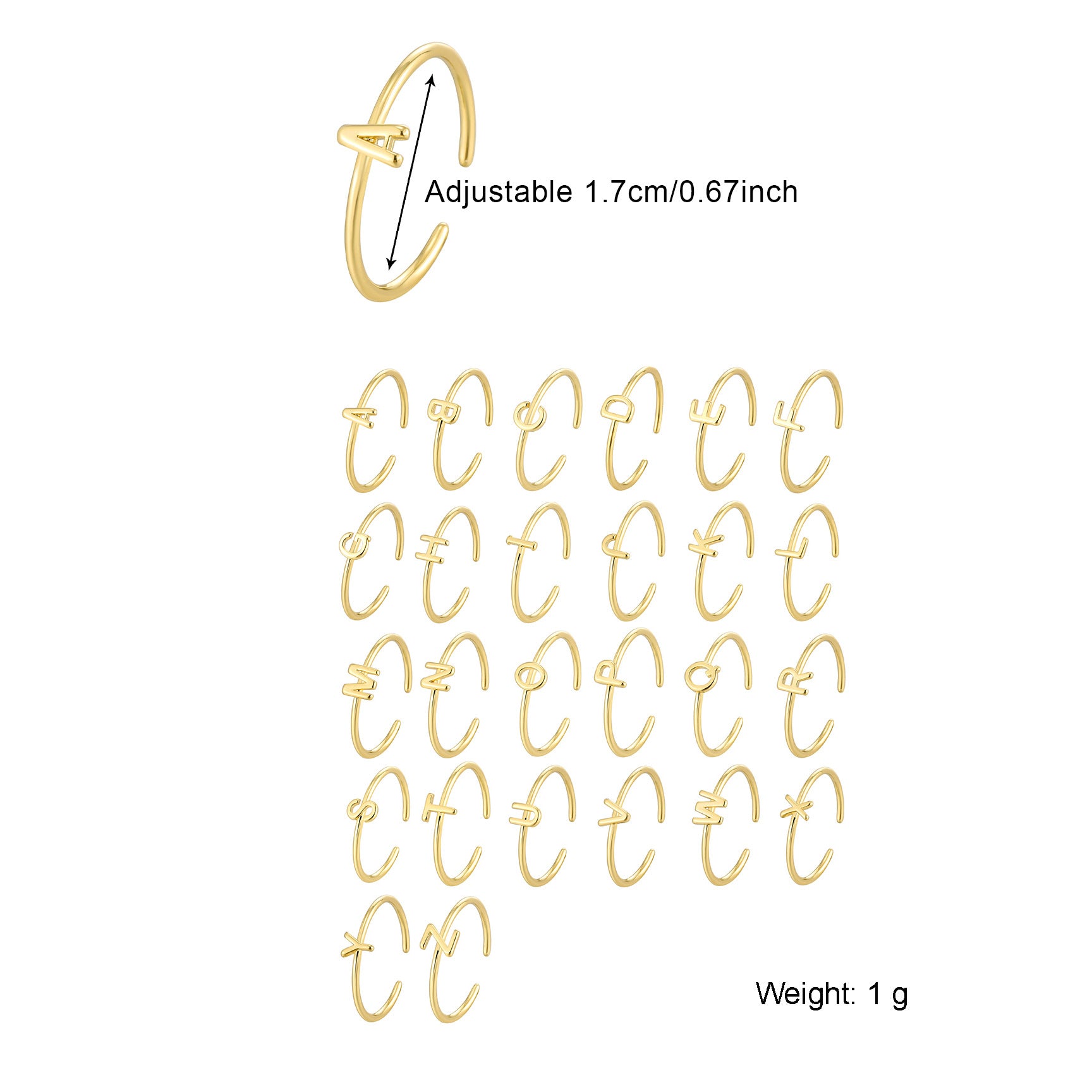 CYR0689 Letter Ring for Women Design Fashion Open Ring Tail Ring