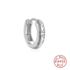 S925Sterling Silver Mini Wide Five-Pointed Star Inlaid Diamond Hoop Earrings Hot-Selling New Earrings for Women