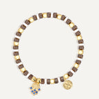 Gold-Plated Brass Beaded Blue CZ Bracelet with cubic zirconia design details