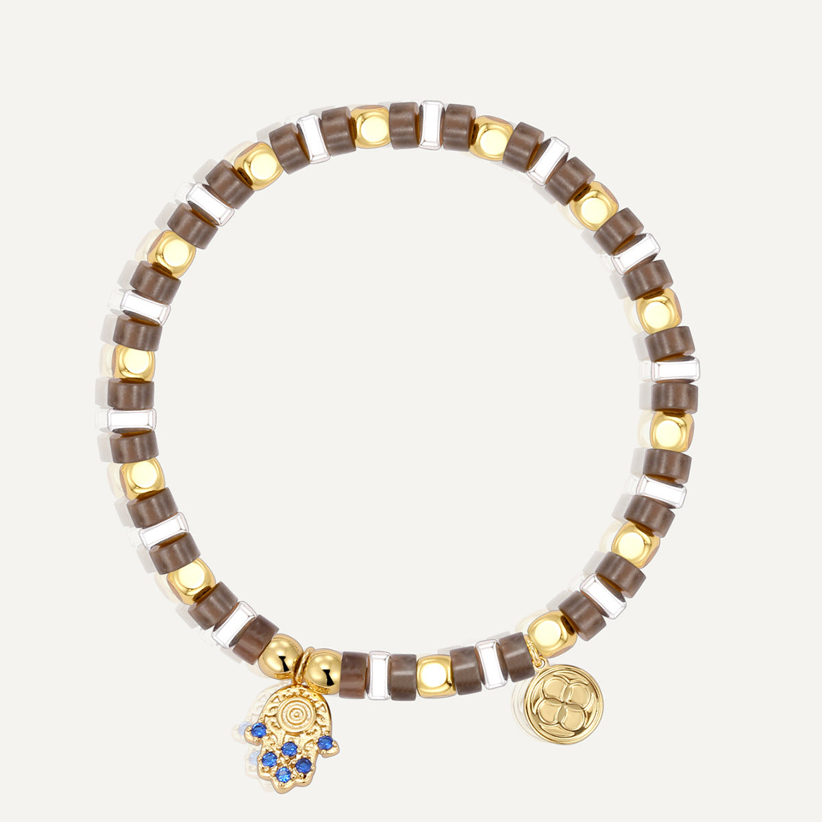 B0329 Vintage Melad Color Beaded Palm Inlaid Blue Zircon Fashion Bracelet