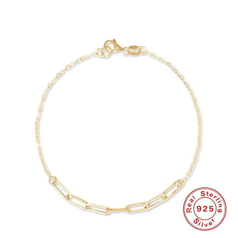 S925 Sterling Silver Paperclip Snake Bracelet Diamonds And Turquoise