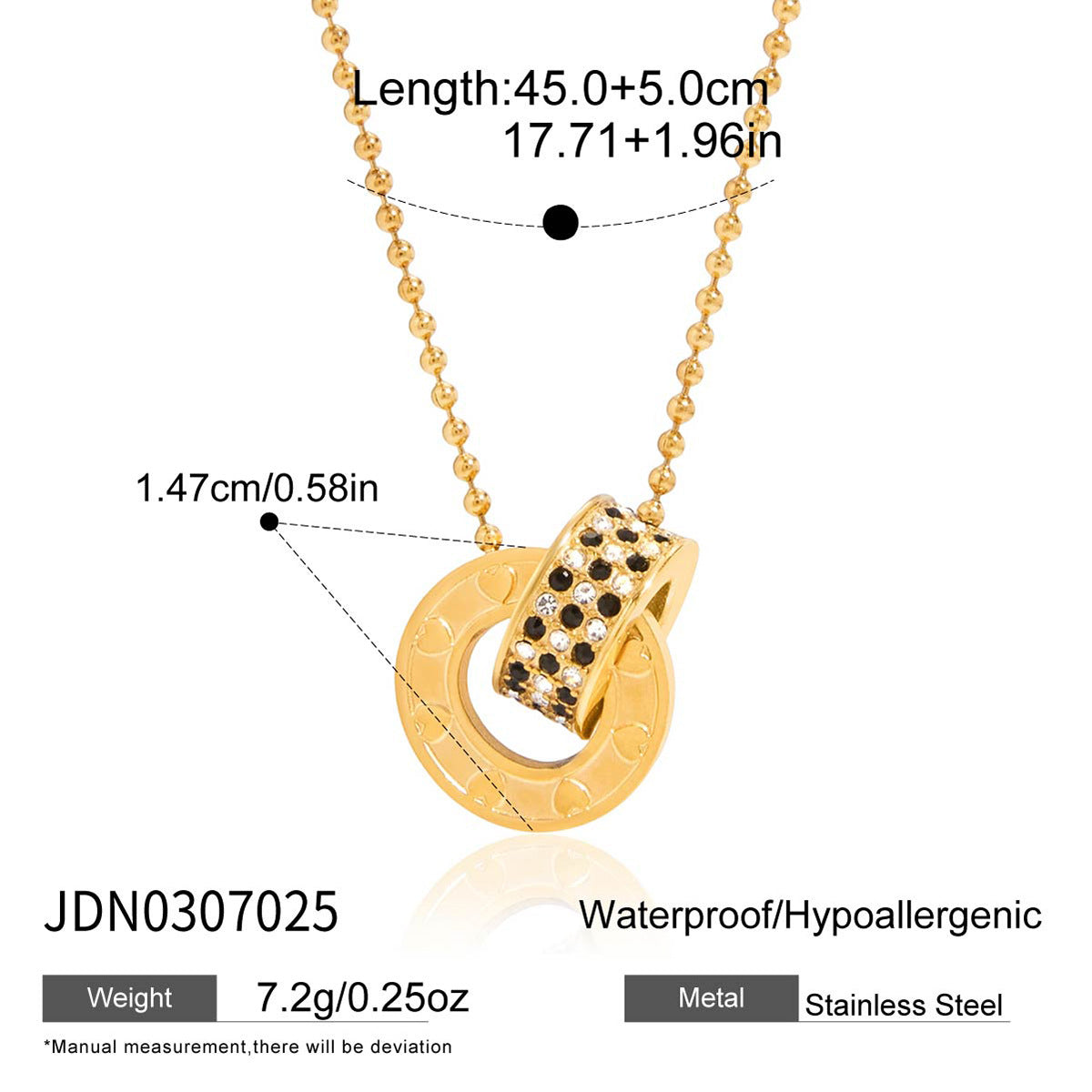 Rhinestone Circle Bead Necklace Accessories for Women Collarbone Chain Non-Fading Stainless Steel Jewelry