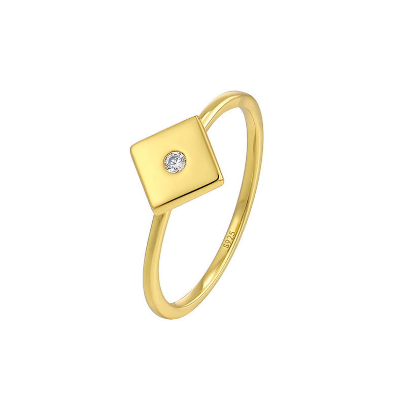 SR0021 S925Quadrilateral Fashion Inlaid Zircon Simple