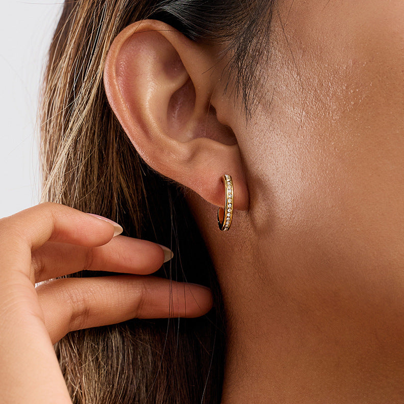 2H Earrings Hoops Non-Fading Ear Clips18k Stainless Steel Ear Jewelry