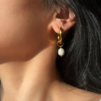 French Retro Earrings Pearl Circle Ear Clips Electroplated18k Gold-plated Earrings