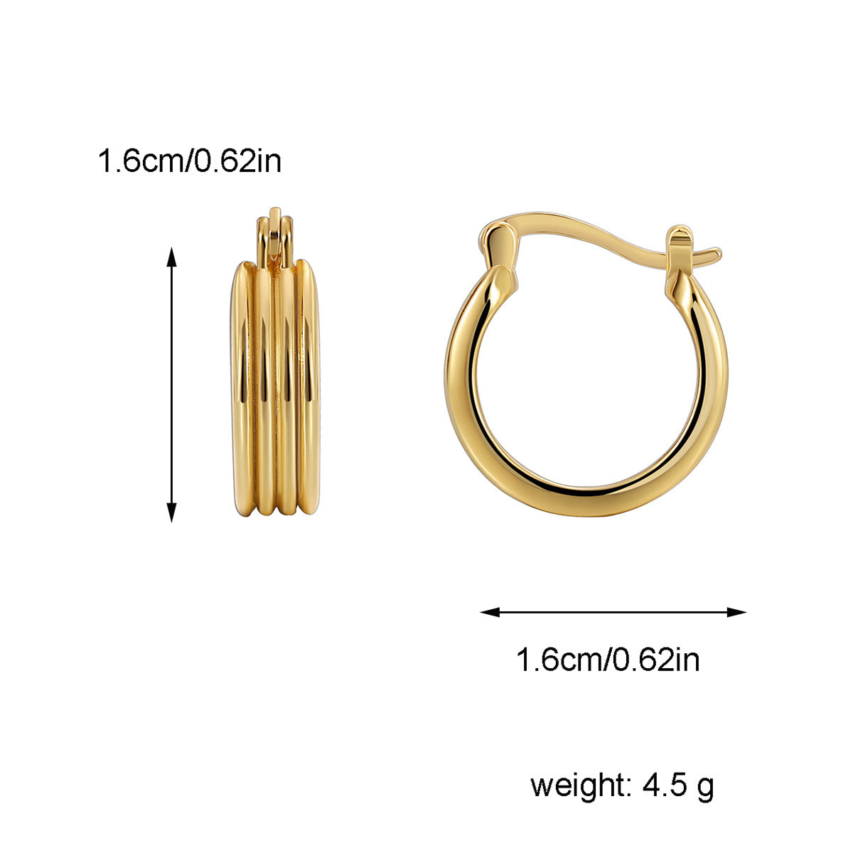 E0457 Geometric Multi-layer Arc-shaped Earrings for Women Copper Plated with Real Gold Fashion Retro Design Earrings