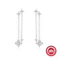 925 Sterling Silver Tassel Bowknot cubic zirconia Ear Thread Earrings — product style photo 12 — jewelry finish and design detail
