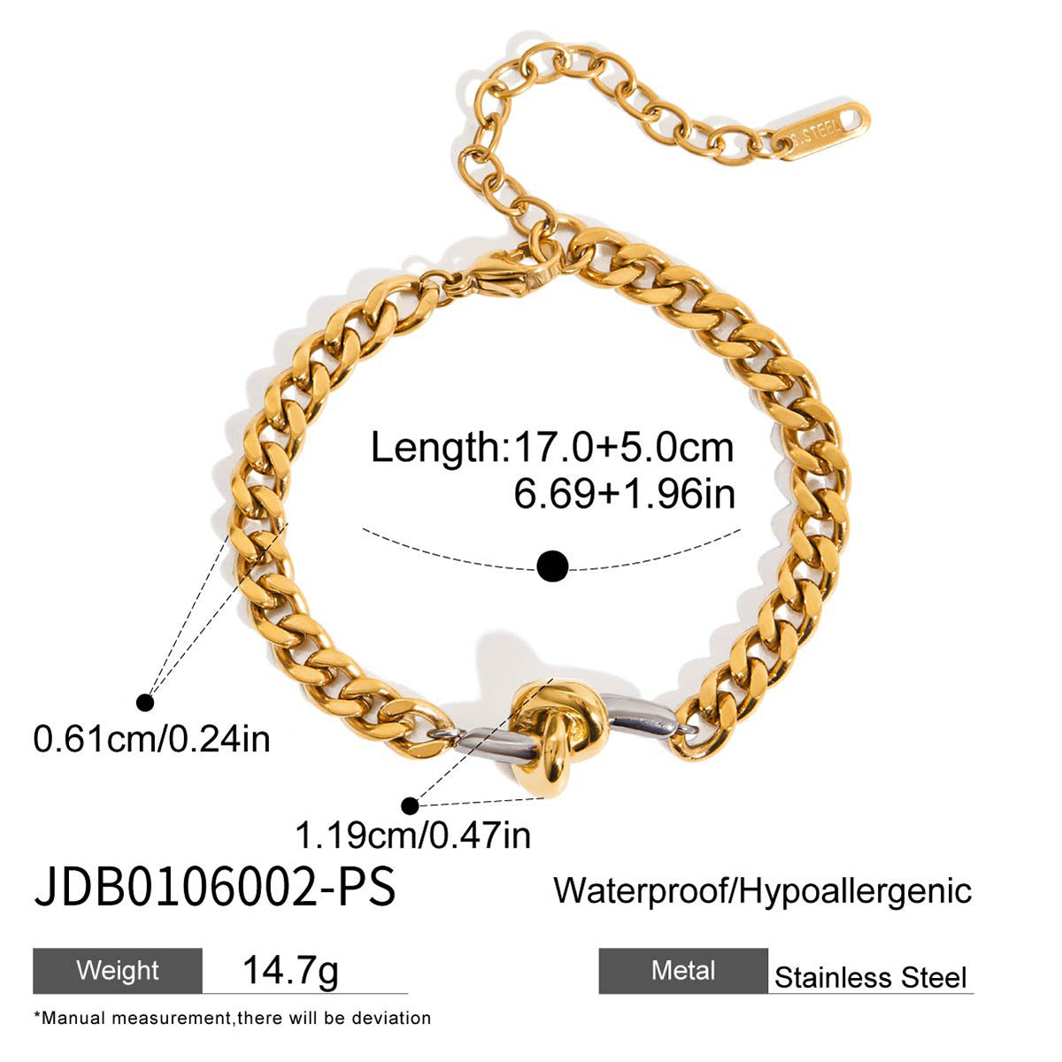 18k Gold Open Bracelet Jewelry Non-Fading Stainless Steel Accessories