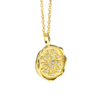 Star Postmark Round Pendant Necklace Simple Design Retro Collarbone Chain for Women