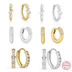 S925Sterling Silver Cluster Diamond Geometric Hoop Earrings Hot-Selling Trendy Ear Jewelry