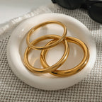 18k Gold Plain Circle Bracelet Non-Fading Jewelry Stainless Steel