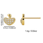 E0568 Xiaoxiang Mushroom Shape Earrings for Women, Brass Gold-Plated Simple Micro-Inlaid White Zircon Earrings