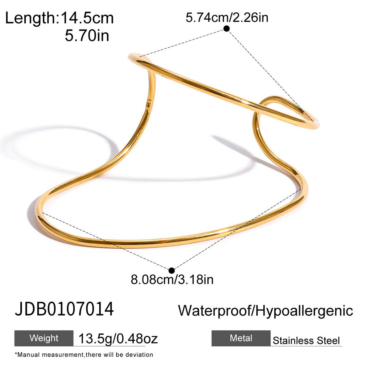 gold Bracelet Non-Fading Stainless Steel Jewelry Line Open Bracelet Accessories