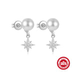 S925Sterling Silver Star Moon Pearl Moonstone Inlaid Diamond Earrings Stud Earrings Hot-Selling Women's Jewelry