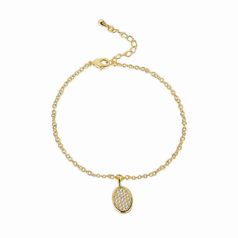B0095 Brass Gold-Plated Micro-Inlaid Zircon Simple Bracelet for Women Minimalist Design