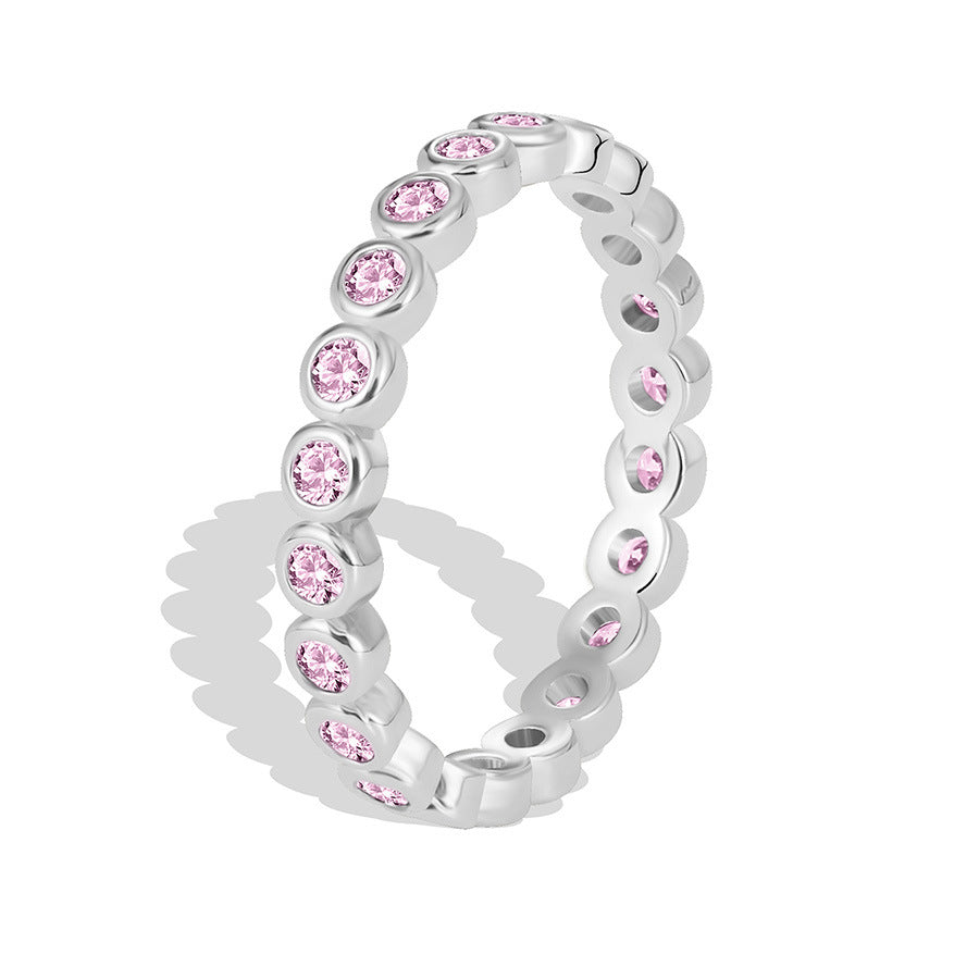 R0363 Simple Versatile Design Ring for Women Brass Gold-Plated Micro-Inlaid White Zircon Ring