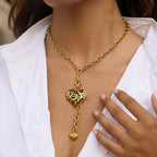 Heart Necklace Accessories for Women, Oil Drop Earrings, Non-Fading Jewelry, Stainless Steel Jewelry for Women