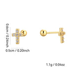 SE0217 925Silver Zircon Cross Design Stud Earrings Personality Ear Jewelry