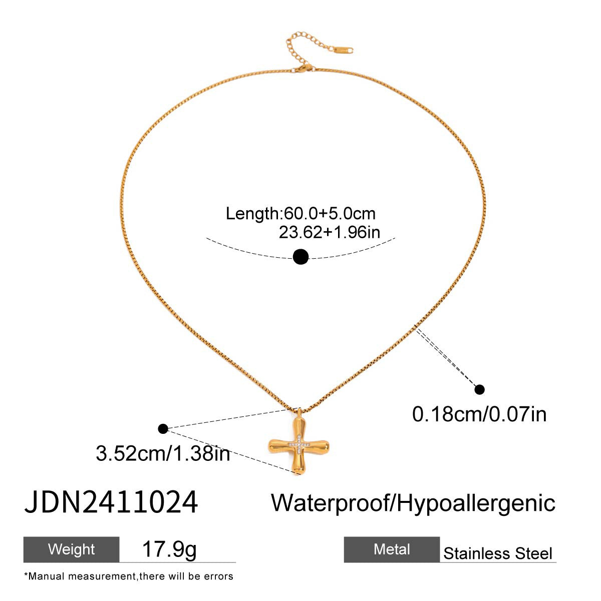 Stainless Steel Cross Necklace Non-Fading Jewelry Collarbone Chain