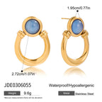 2H Original Equestrian Series Stainless Steel Blue Resin Earrings Studs Stainless Steel Ear Accessories