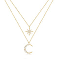 925 Sterling Silver Diamond Star Moon Double Layer Necklace — collection product image 06