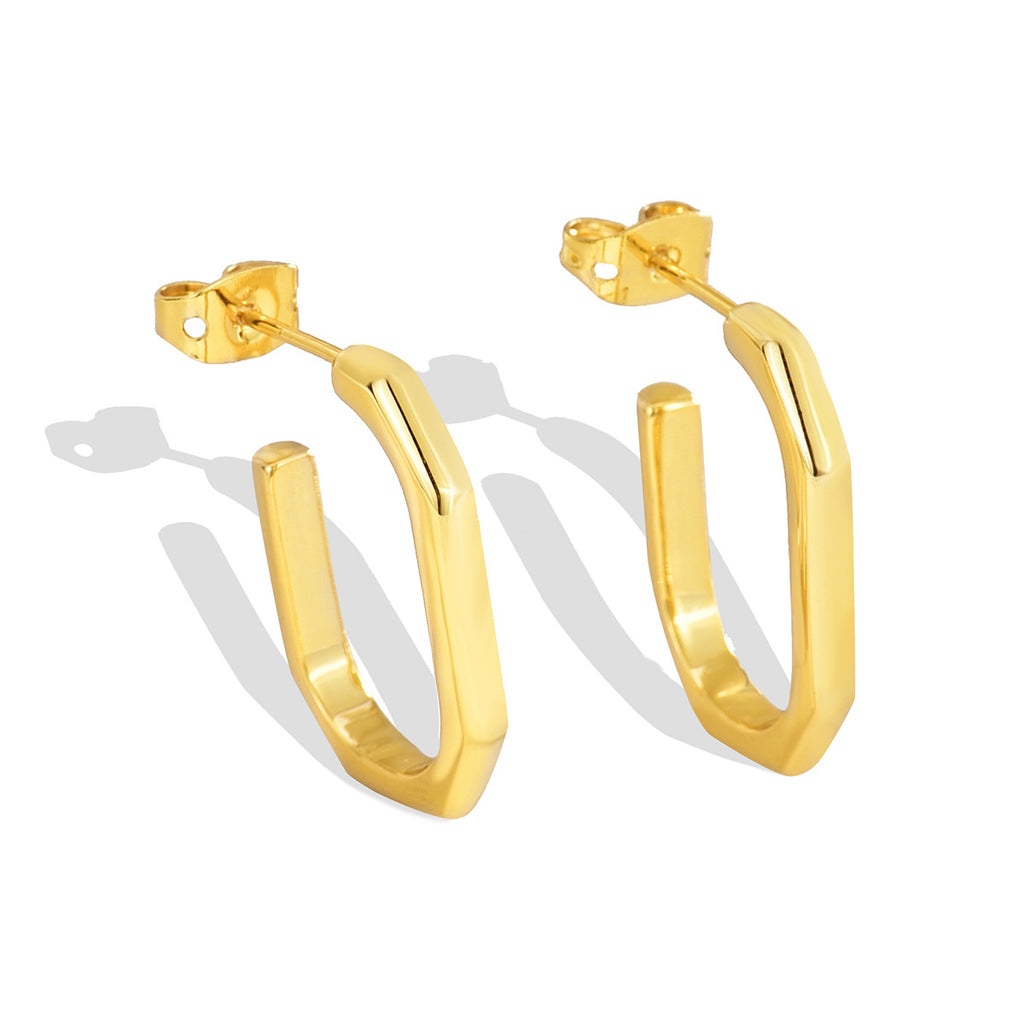 E0289 Metal Minimalist Arc Smooth Earrings for Women Geometric Square Earrings Copper Gold Plated Small Ear Clips