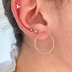 S925Sterling Silver Geometric Triangle Inlaid Diamond Colorful Piercing Threaded Earrings Hot-Selling Mini Ear Bone Stud Earrings for Women