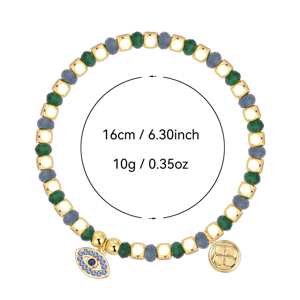 B0306 Design Blue Zircon Eye Bracelet Vintage Chalcedony Stone Beaded