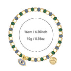 B0306 Design Blue Zircon Eye Bracelet Vintage Chalcedony Stone Beaded