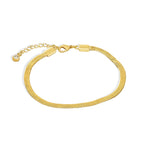 B0051New Genuine Gold Plated Wide Snake Bone Bracelet for Women, Minimalist and Cool Style