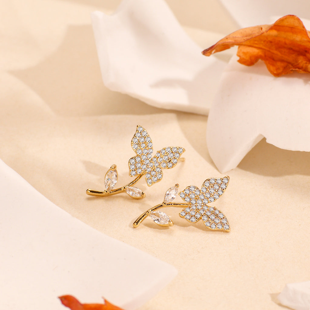 CYE0137 Butterfly Flower Earrings Inlaid with Brilliant Zircon New Earrings