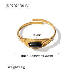 2H Stainless Steel Black Onyx Ring Natural Stone Ring rings