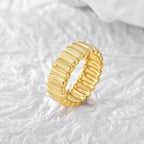 R0168 Copper plating18K Gold Plain Ring for Women Fashion Wide Vertical Stripe Personality Ring