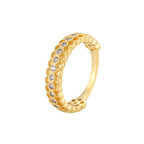 Gold-Plated Brass Vintage-Inspired CZ Ring with Cubic zirconia Detail for private-label fashion jewelry buyers