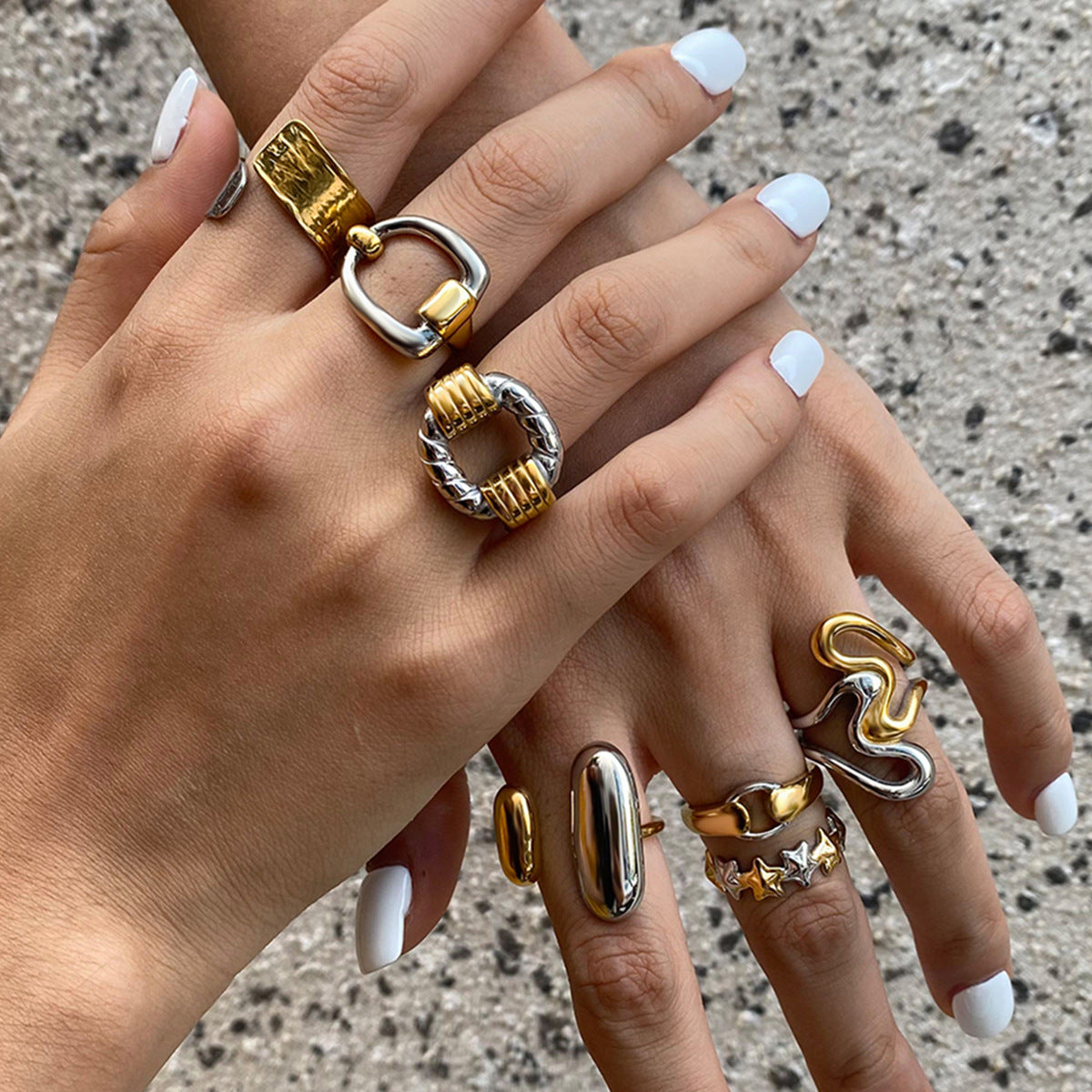 Color Block Ring Non-Fading Jewelry for Women Stainless Steel ring