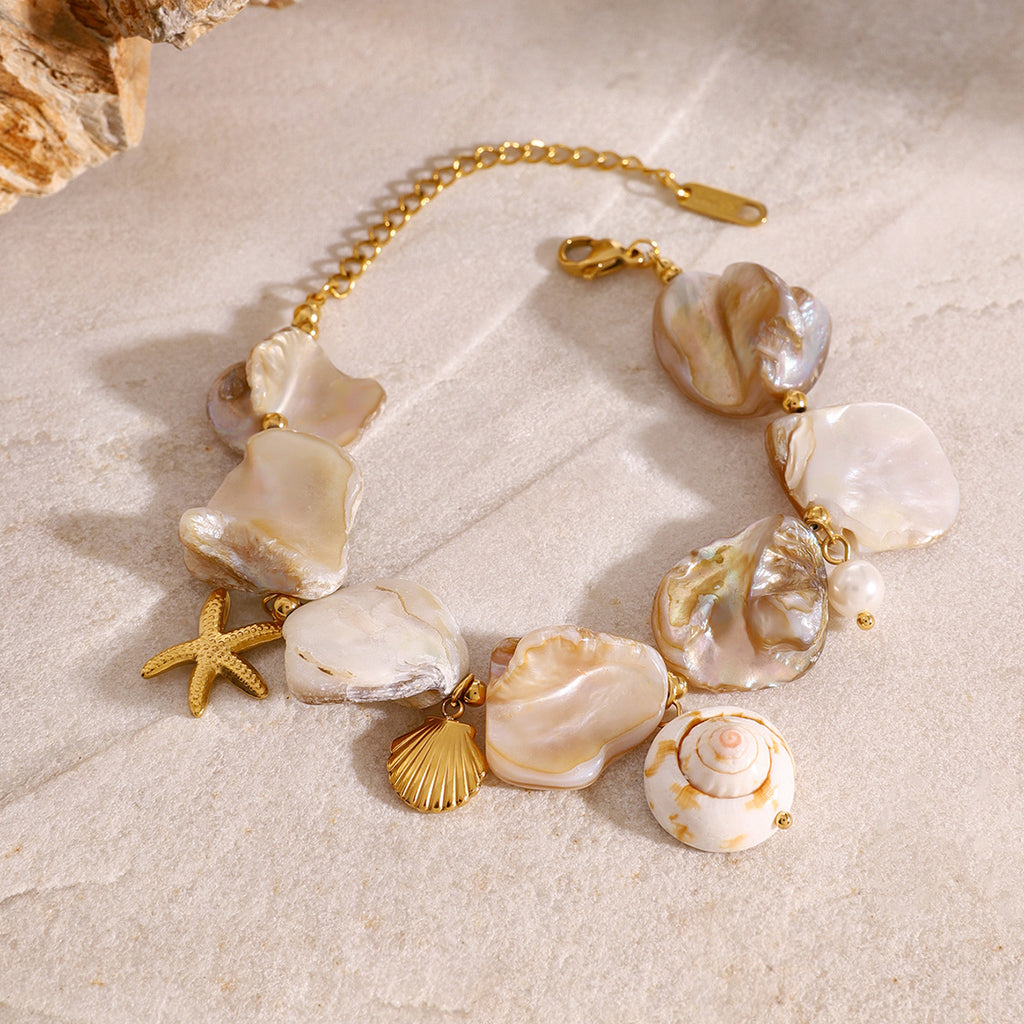 Ocean Series Stainless Steel Shell Necklace Starfish Bracelet Beach Summer Accessories Jewelry