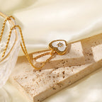 French Retro Braided Chain Heart Necklace Women's Stainless Steel Transparent Zircon Heart Pendant Necklace