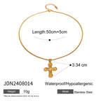 Stainless Steel Cross Pendant Necklace Zircon Natural Stone Clavicle Chain Neck Chain Jewelry